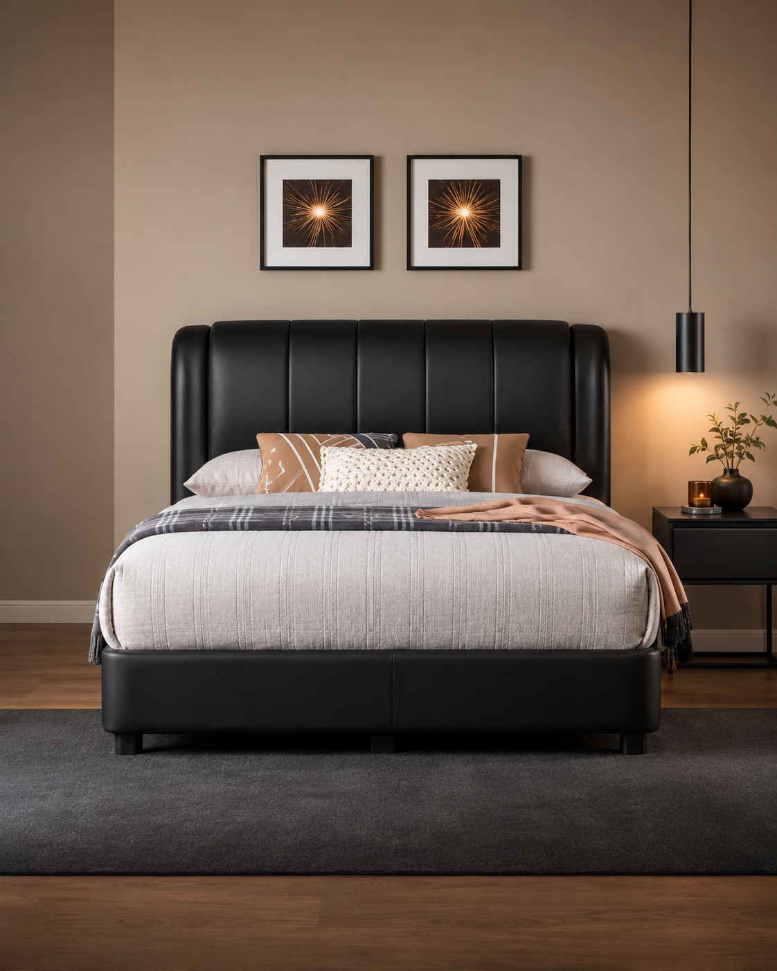 Slate Faux Leather Bed Frame