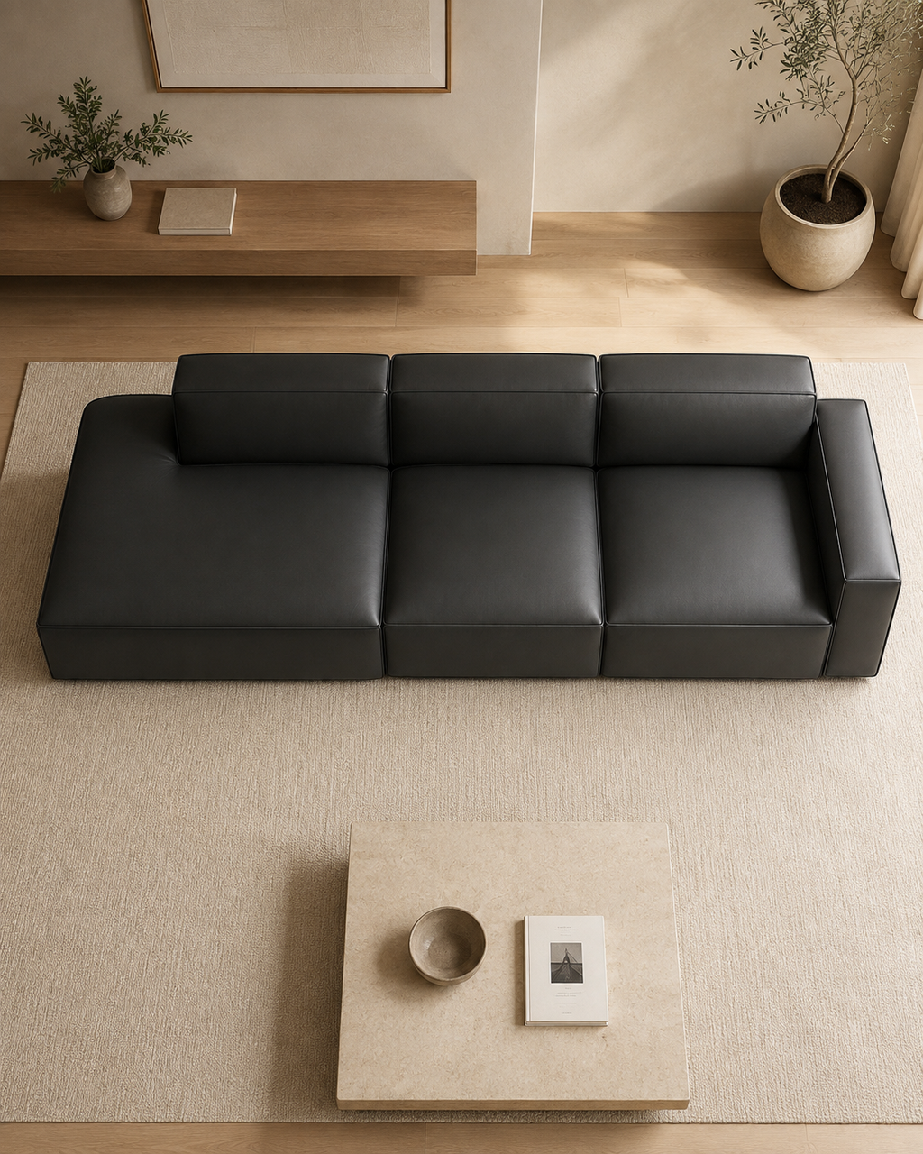 Farnham Premium Leather Extended Sofa (4 Seater)