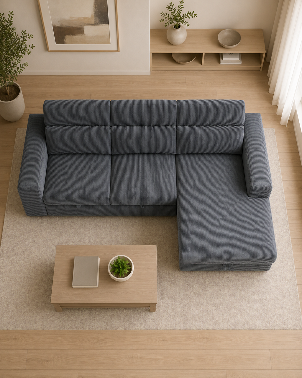 Kova Corduroy Fabric Storage Sofa Bed