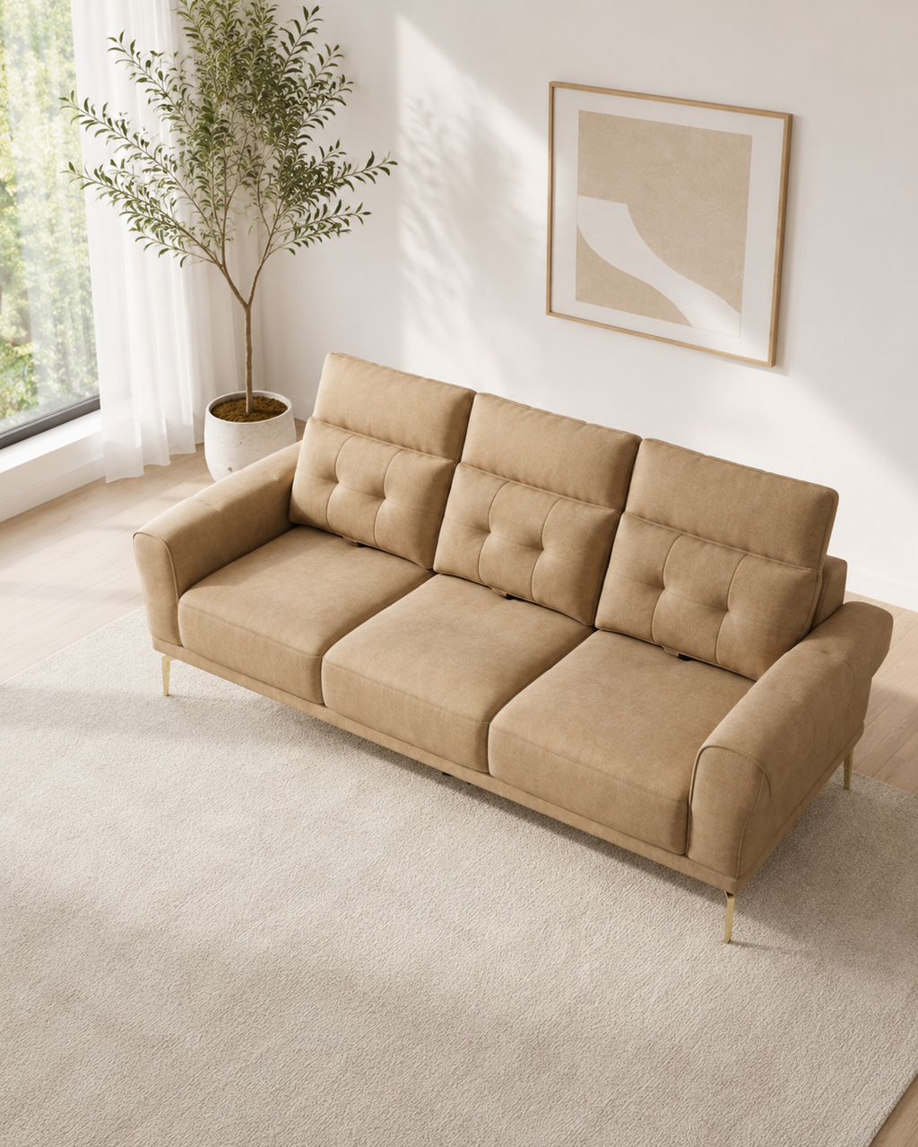 Sable Fabric Adjustable Headrest Sofa