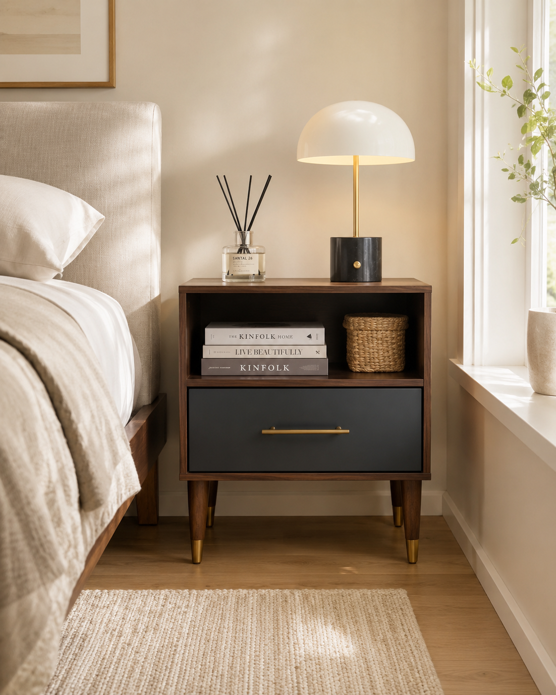 Aurea Walnut Bedside Table