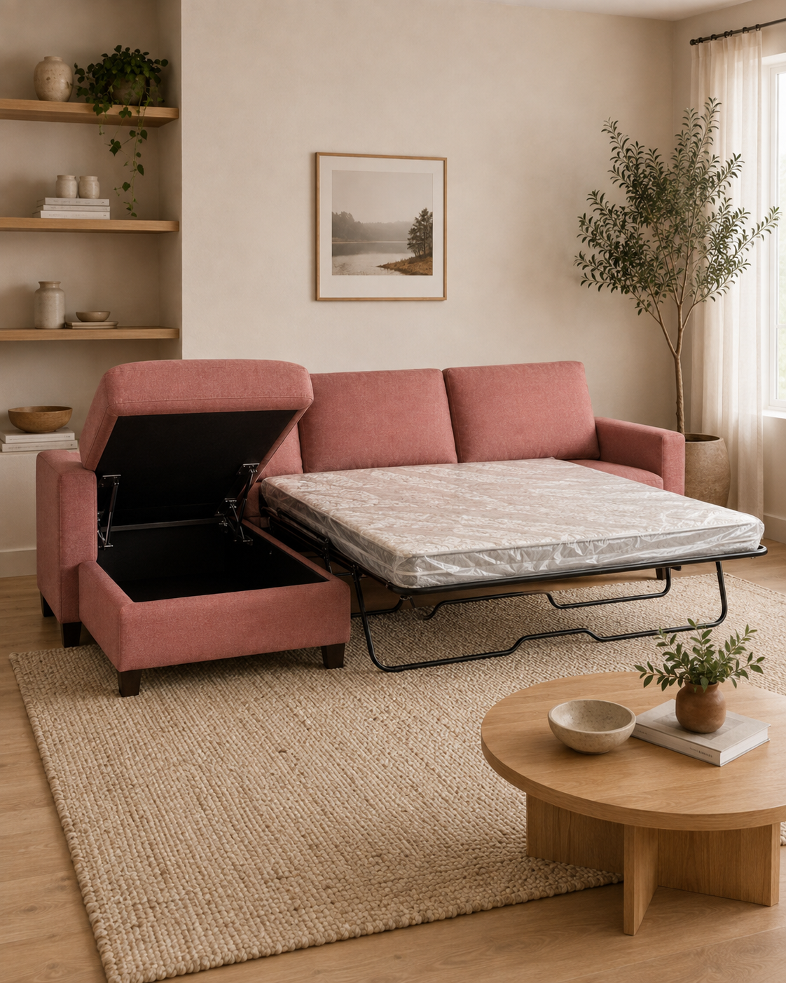 Sorevia Fabric Storage Sofa Bed