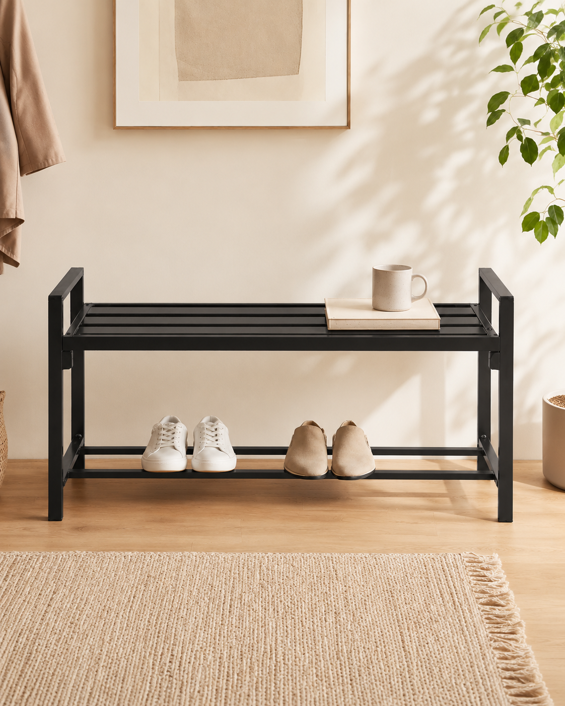 Onyx Metal Shoe Bench (120cm)