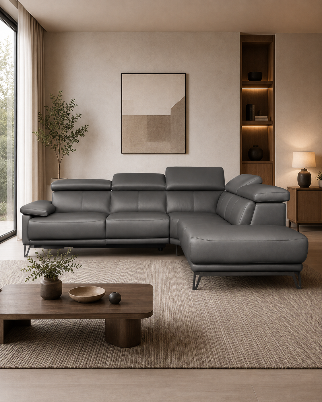 Langford Genuine Leather Recliner Sectional Sofa