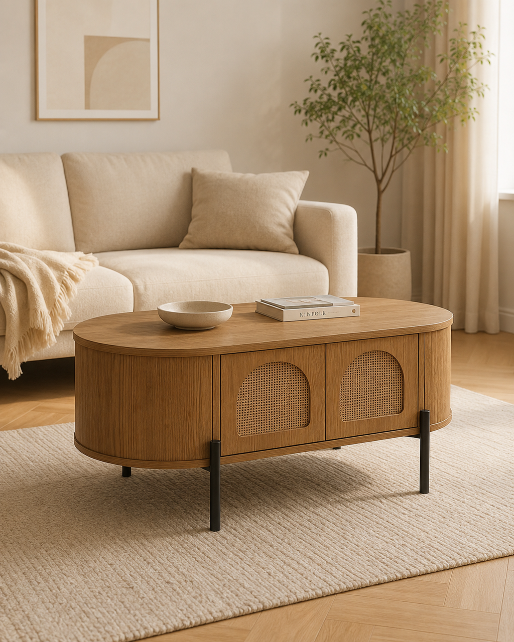 Alma Rattan Wooden Coffee Table