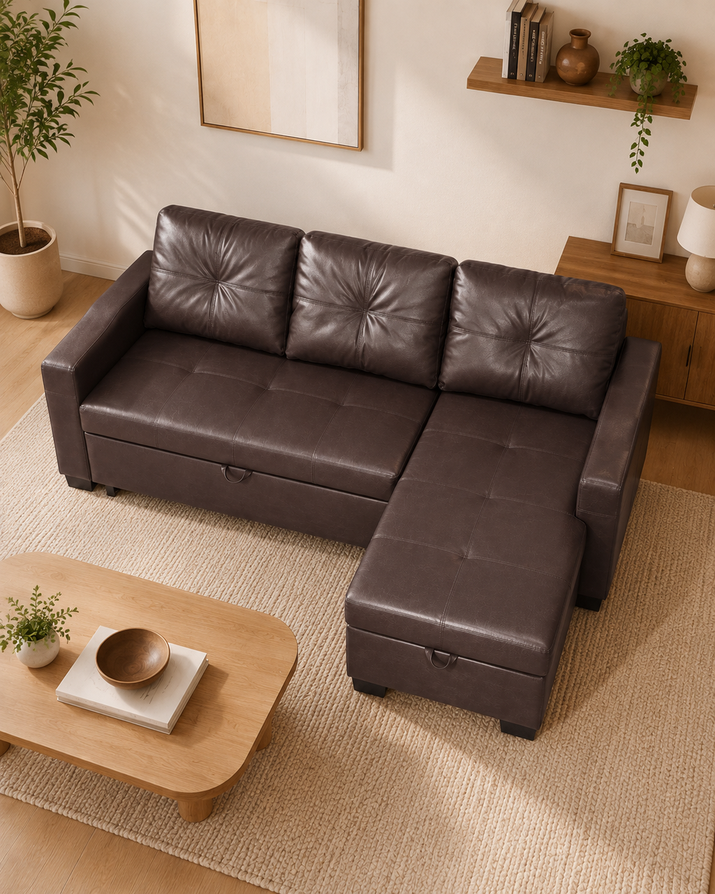 Darsen Faux Leather Storage Sofa Bed
