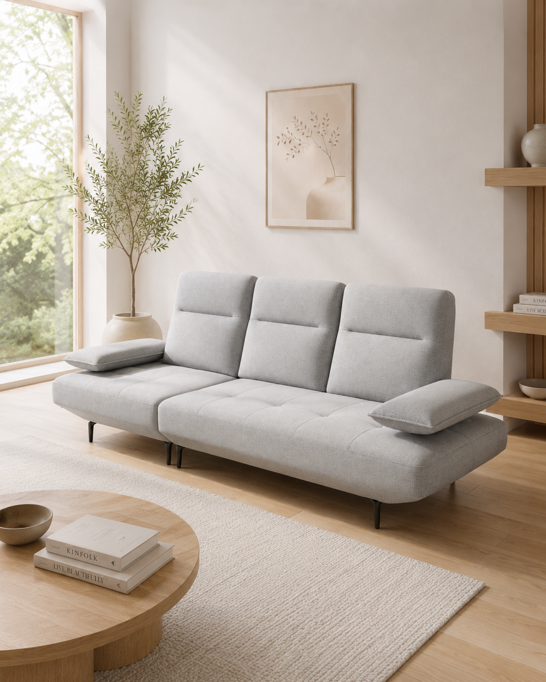 Larkin Fabric Adjustable Backrest & Armrest Sofa