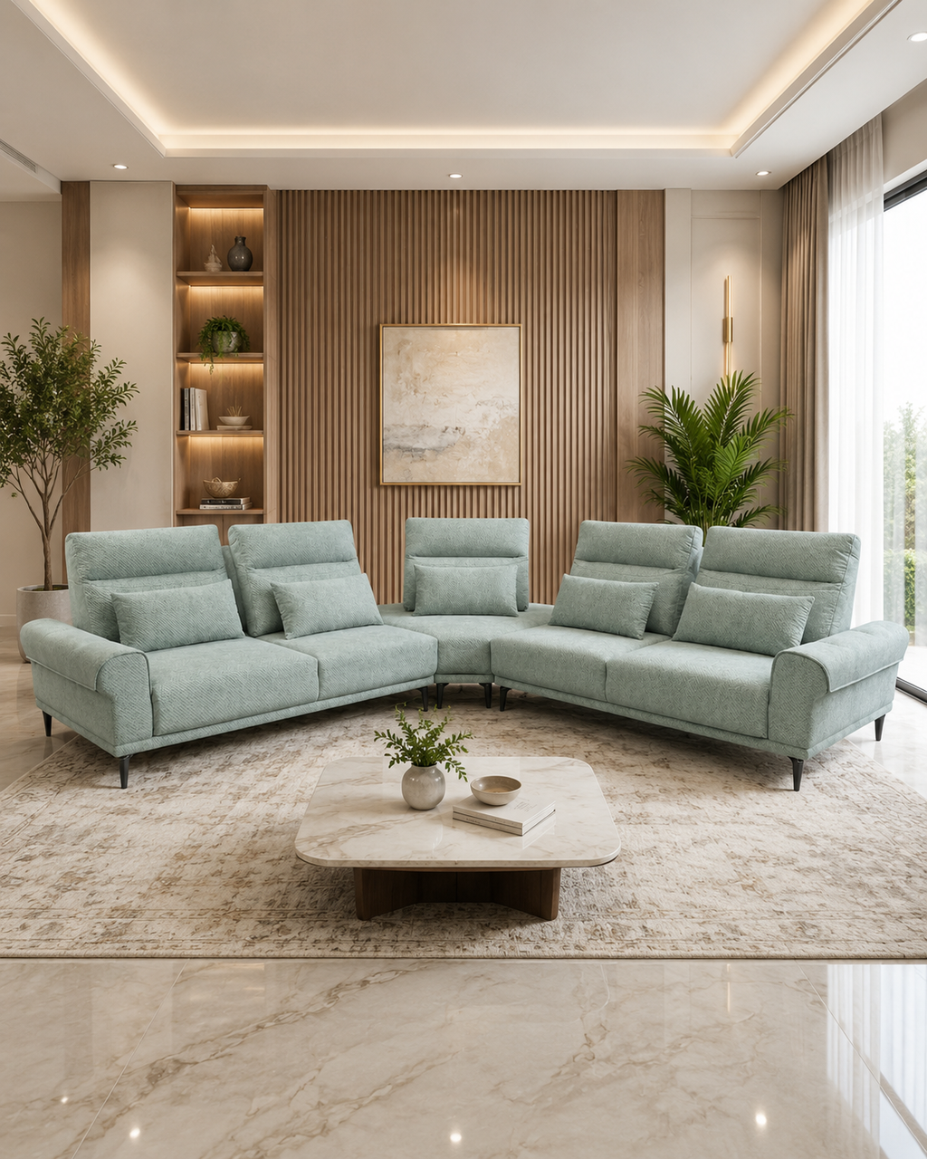 Lyra Fabric Adjustable Backrest Corner Sofa