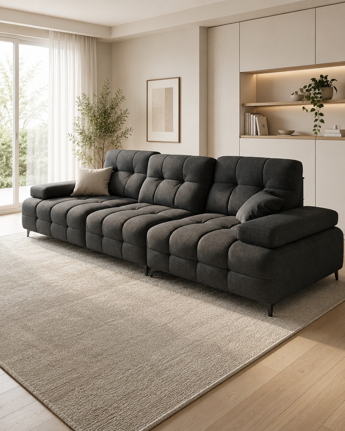 Caspian Fabric Adjustable Backrest Sofa