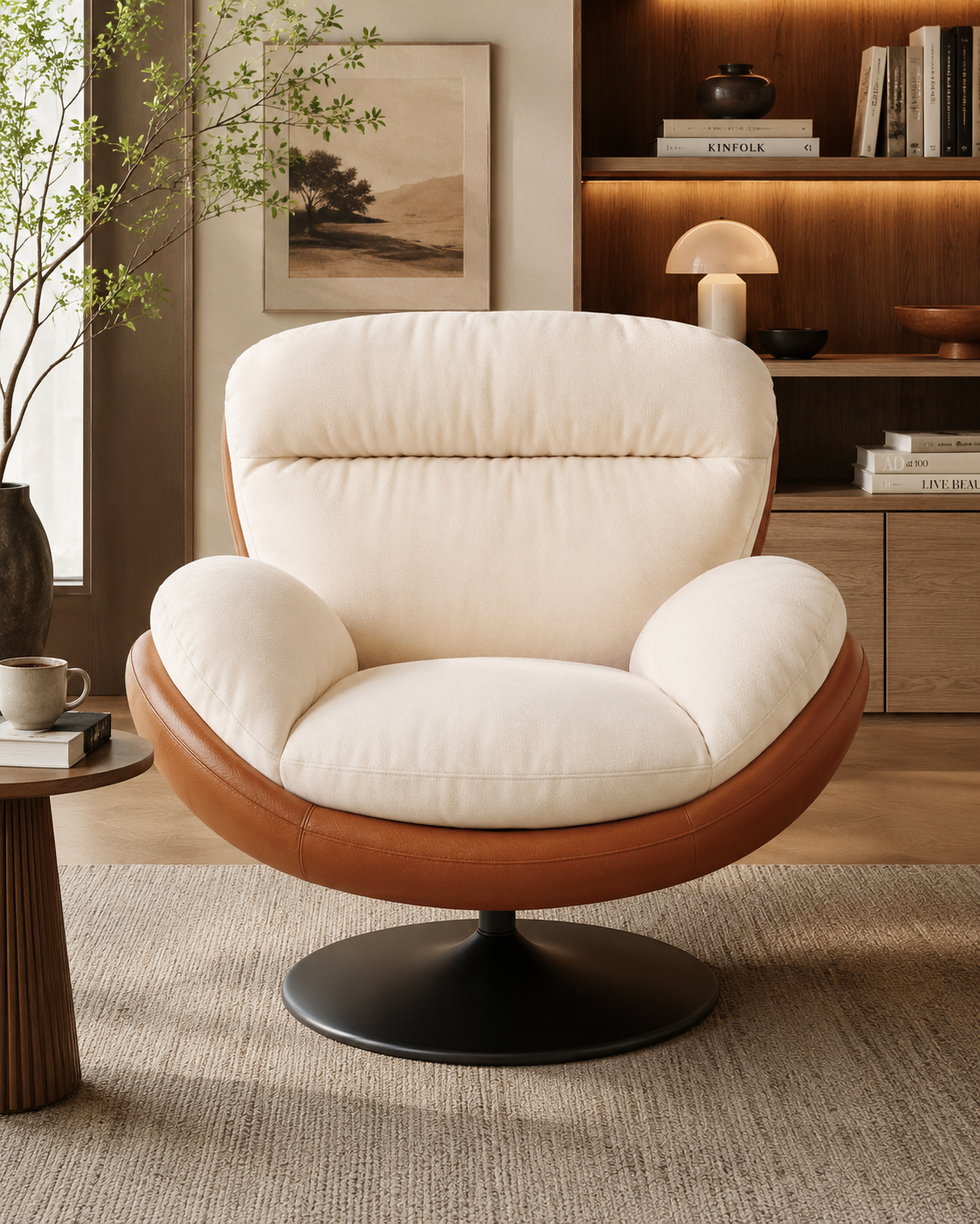 Solace Chenille Swivel Armchair