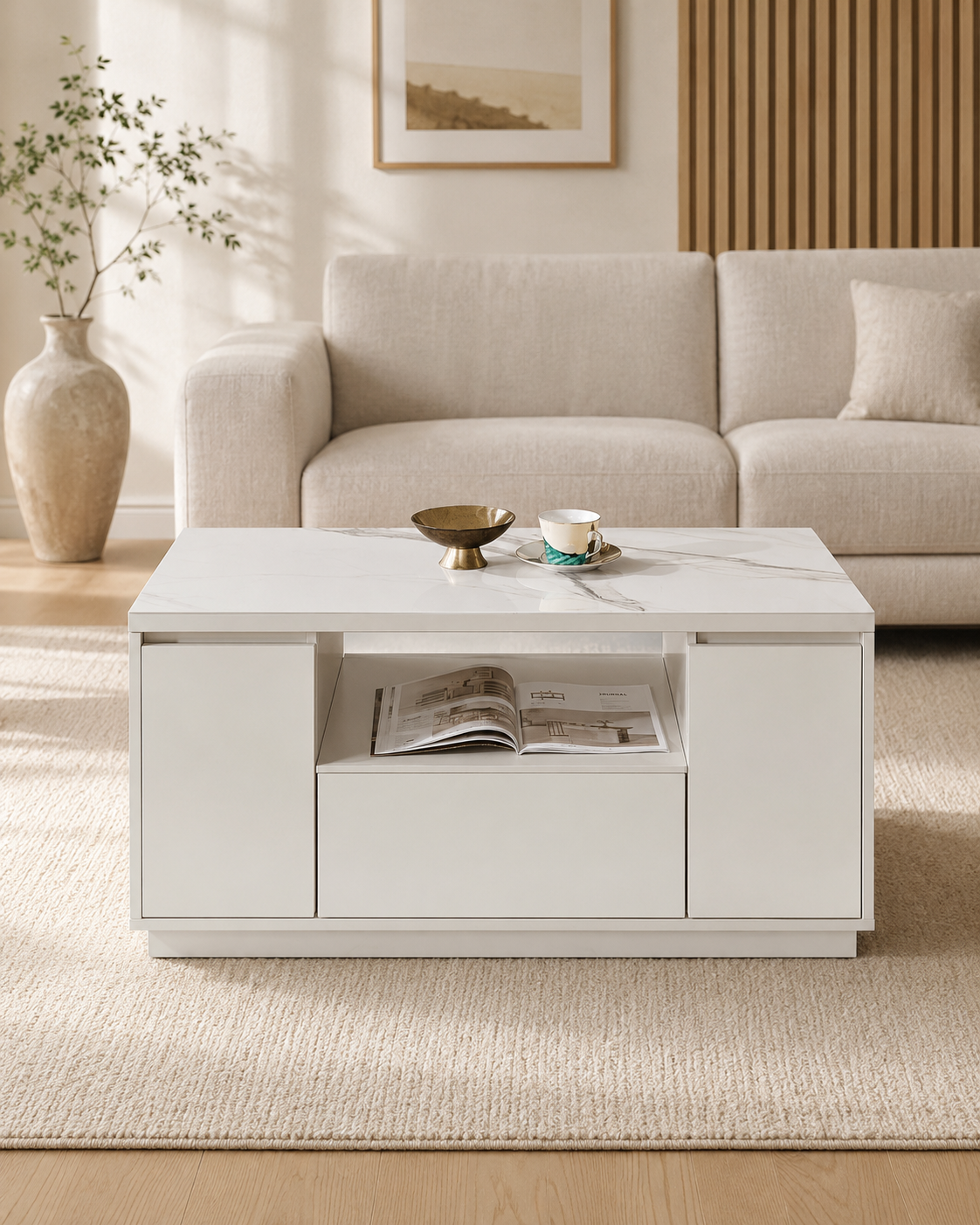 Celeste Sintered Stone Storage Coffee Table