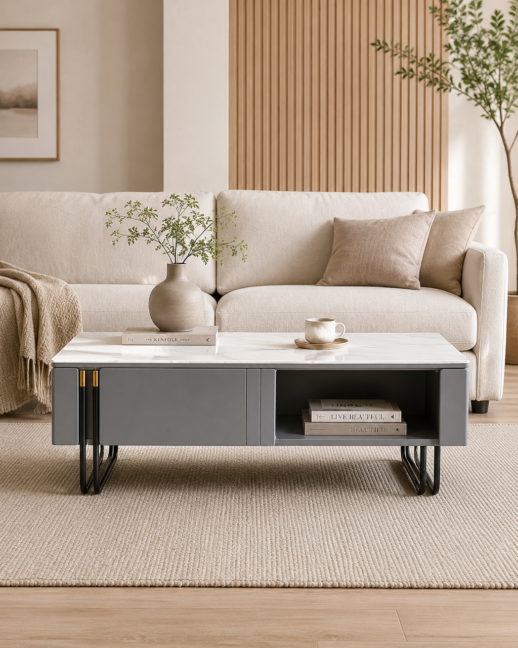 Mirelle Sintered Stone Storage Coffee Table