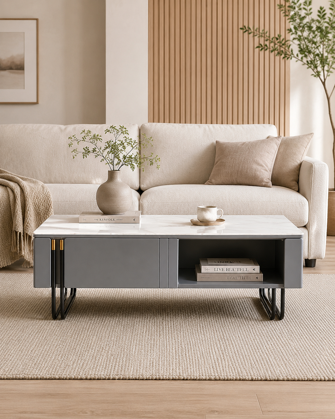 Mirelle Sintered Stone Storage Coffee Table