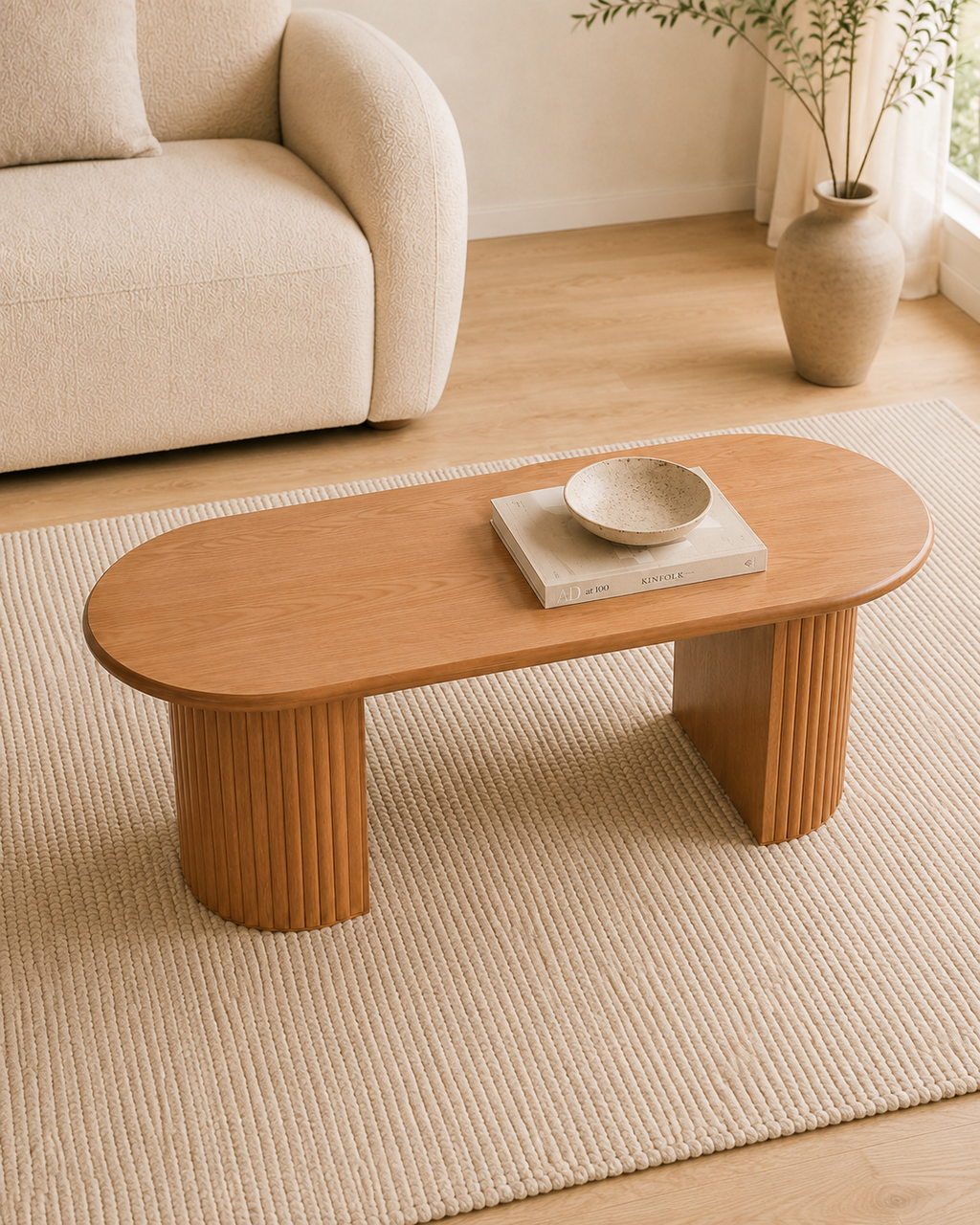 Lino Wooden Oval Coffee Table