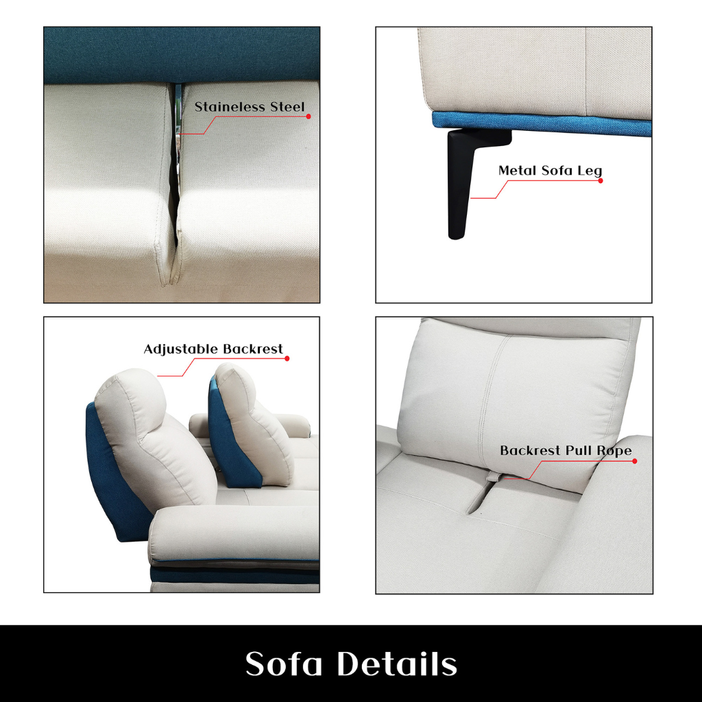 Orrian Fabric Adjustable Backrest L-Shaped Sofa by Esteller (Pet Friendly & Easy Clean)