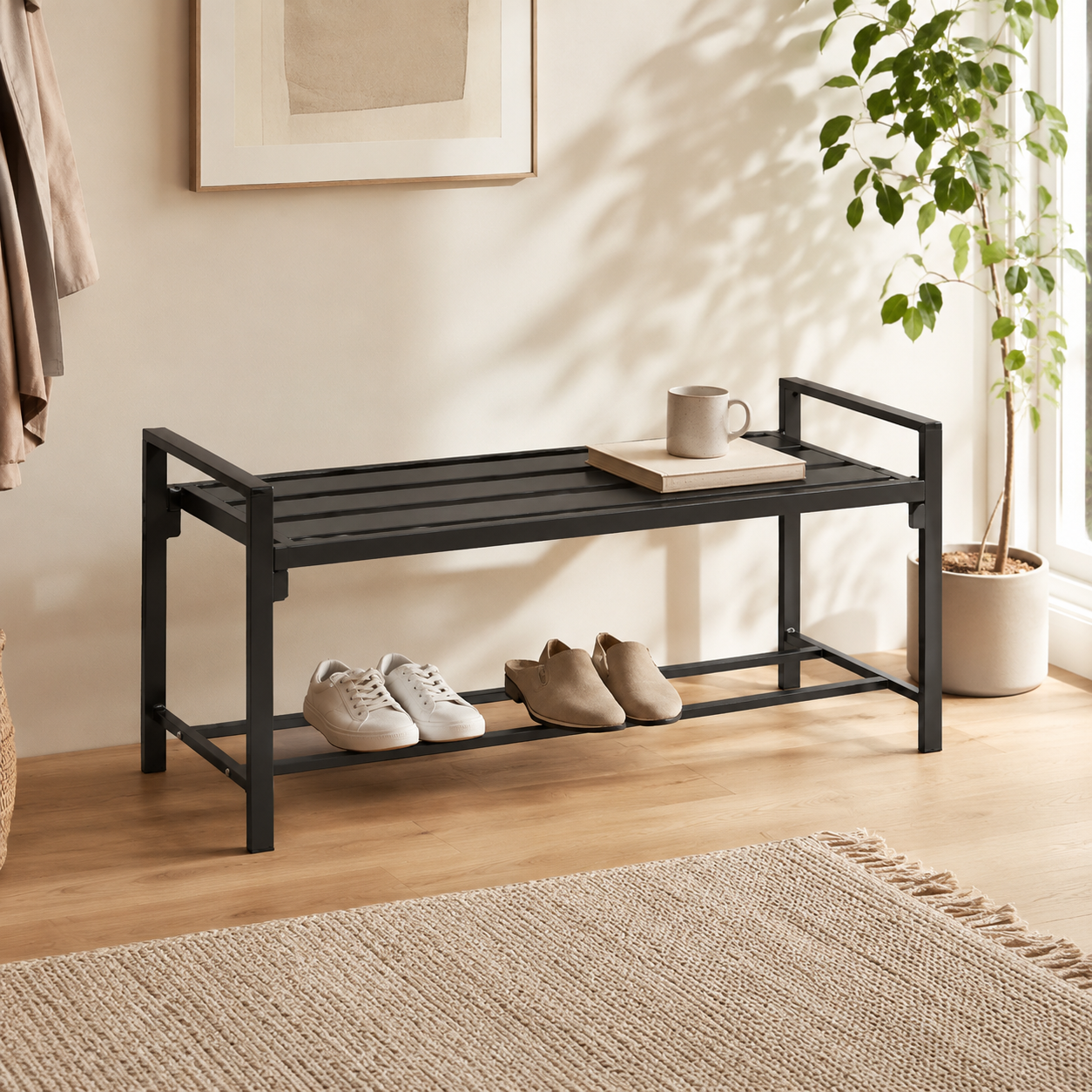 Onyx Metal Shoe Bench (120cm)