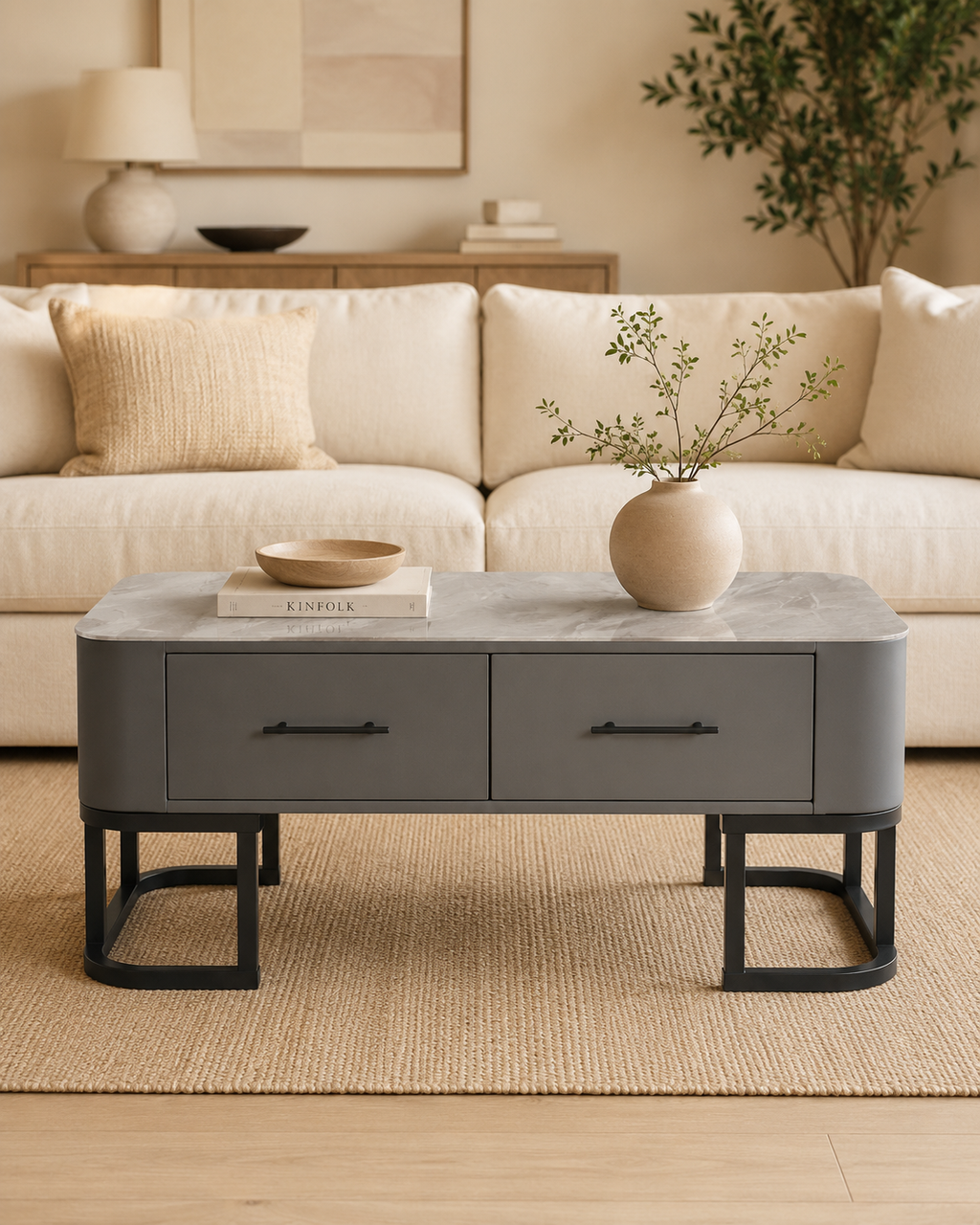 Vellan Sintered Stone Storage Coffee Table