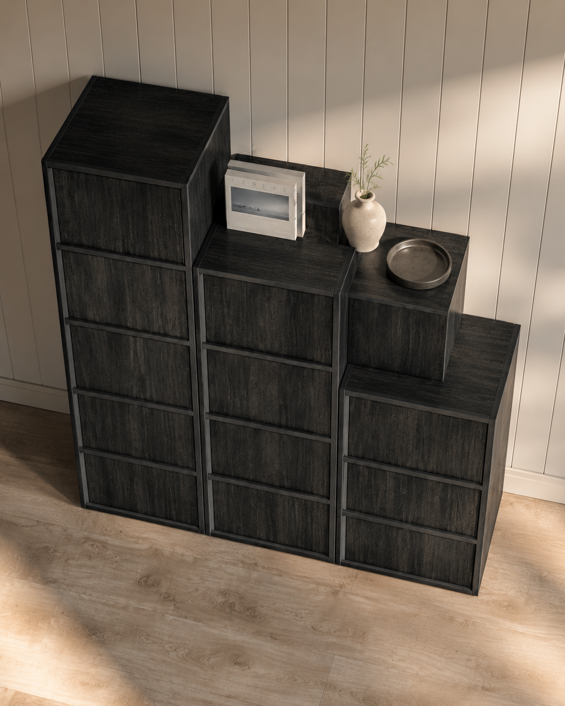 Noir Dark Oak Storage Cabinet Set