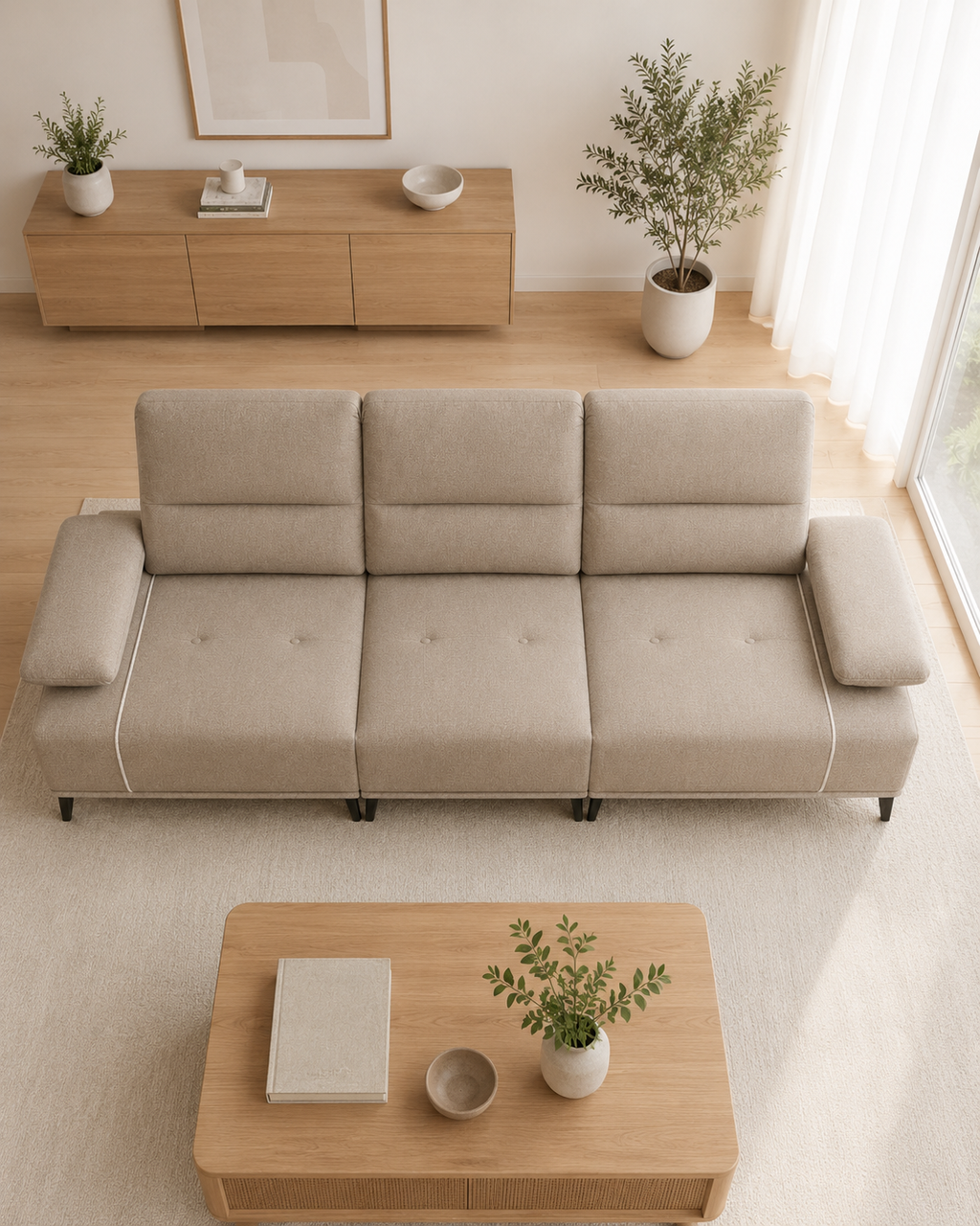 Celandra Fabric Adjustable Backrest & Armrest Sofa