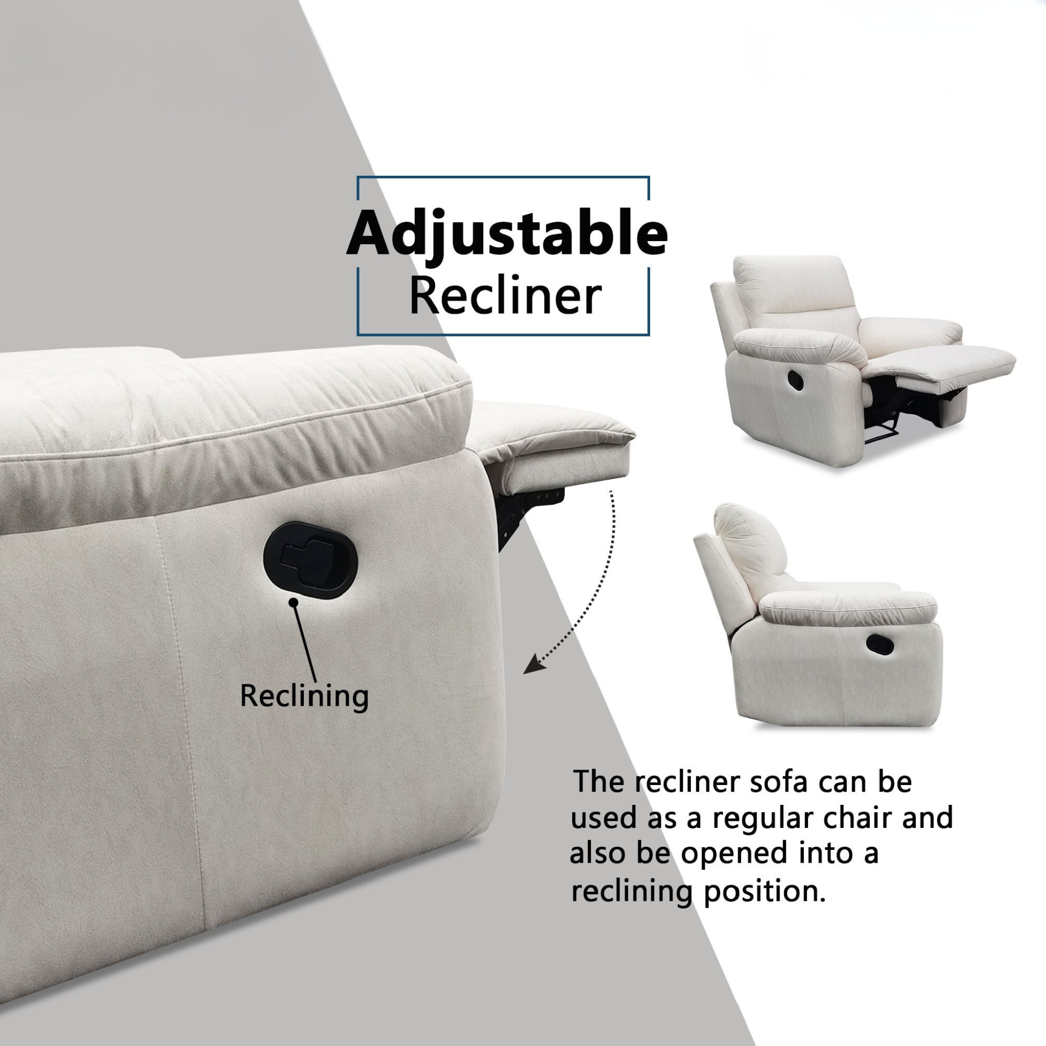 Deyric Fabric Recliner Sofa by Esteller (Pet Friendly & Easy Clean)