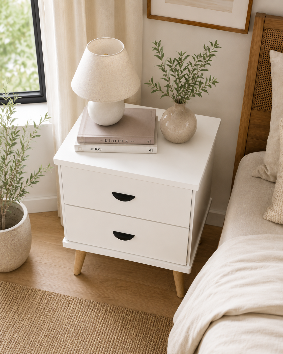 Nola White Bedside Table