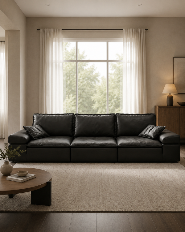 Savio Leather Adjustable Backrest Sofa