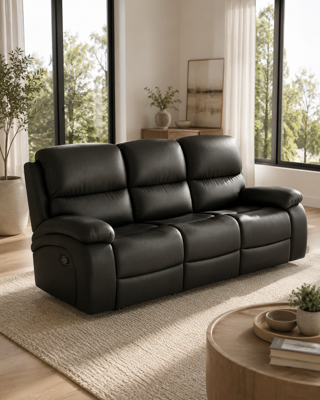 Avermont Cowhide Half-Leather Recliner Sofa