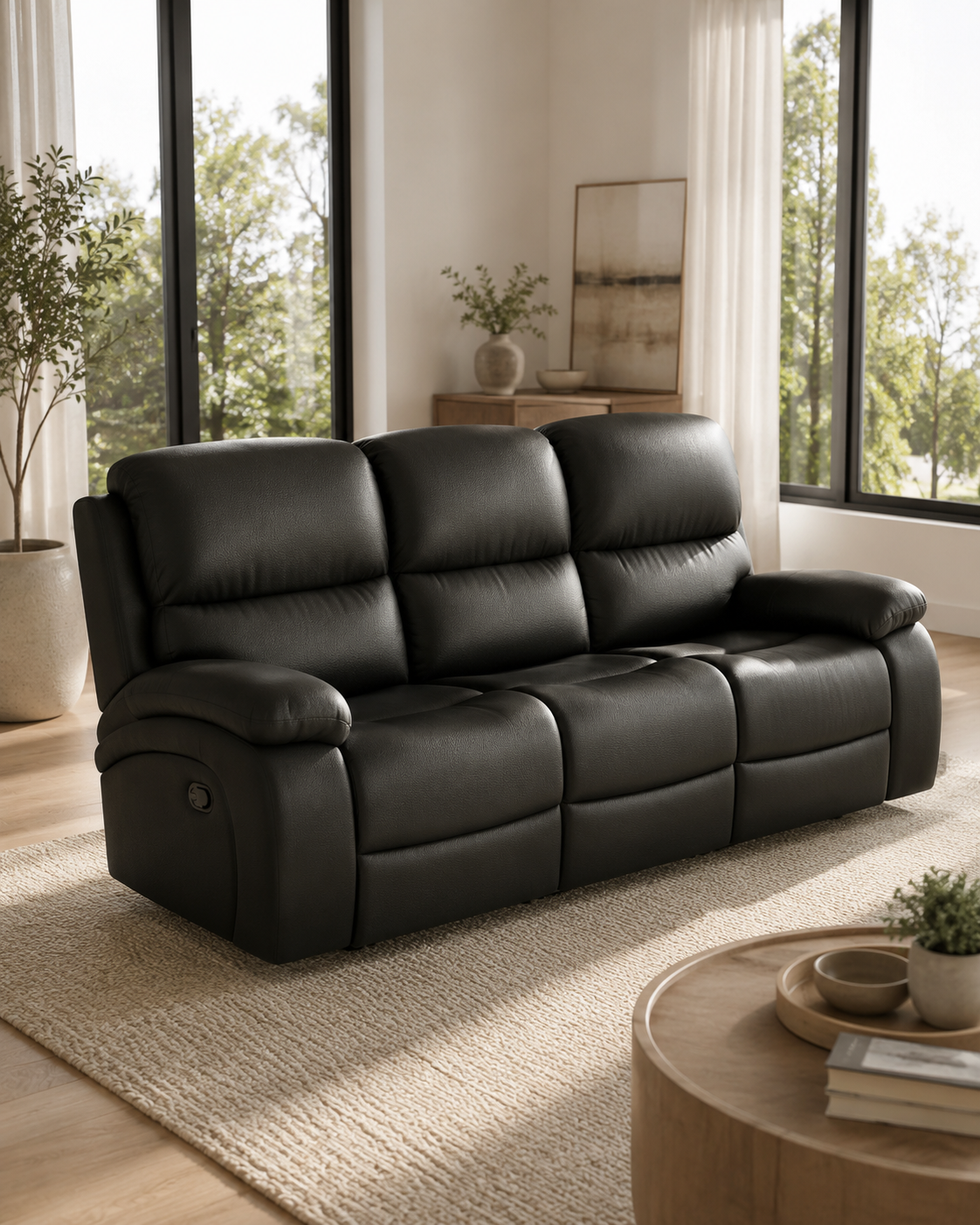 Avermont Cowhide Half-Leather Recliner Sofa