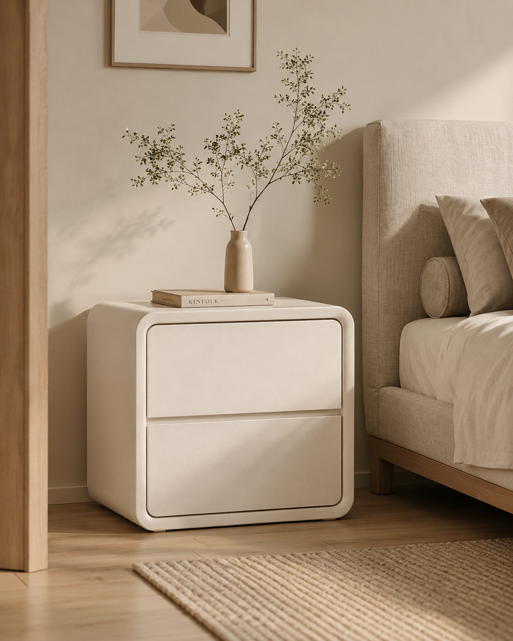 Solvi Cream Bedside Table