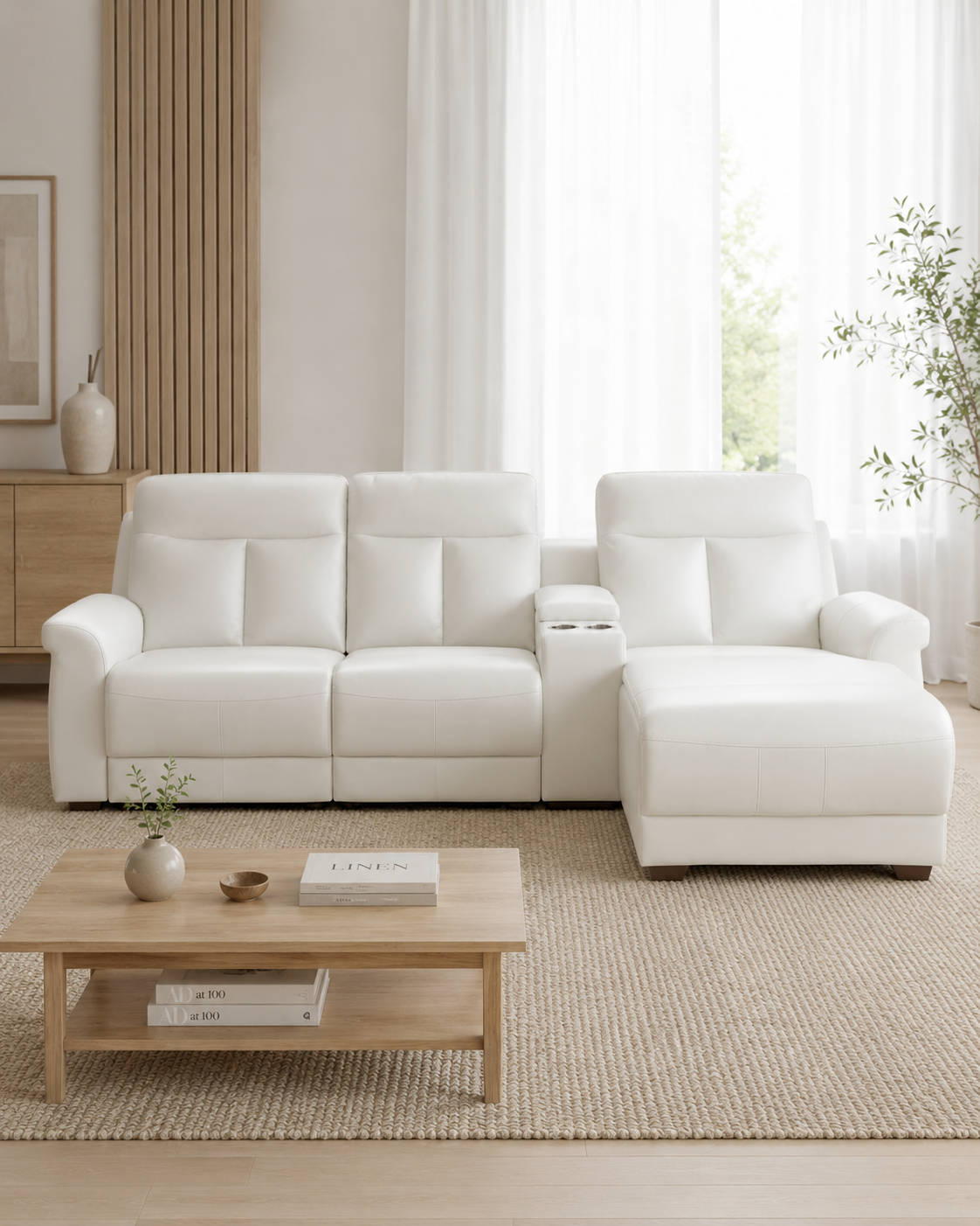 Buckingham Genuine Leather Recliner Chaise Sofa