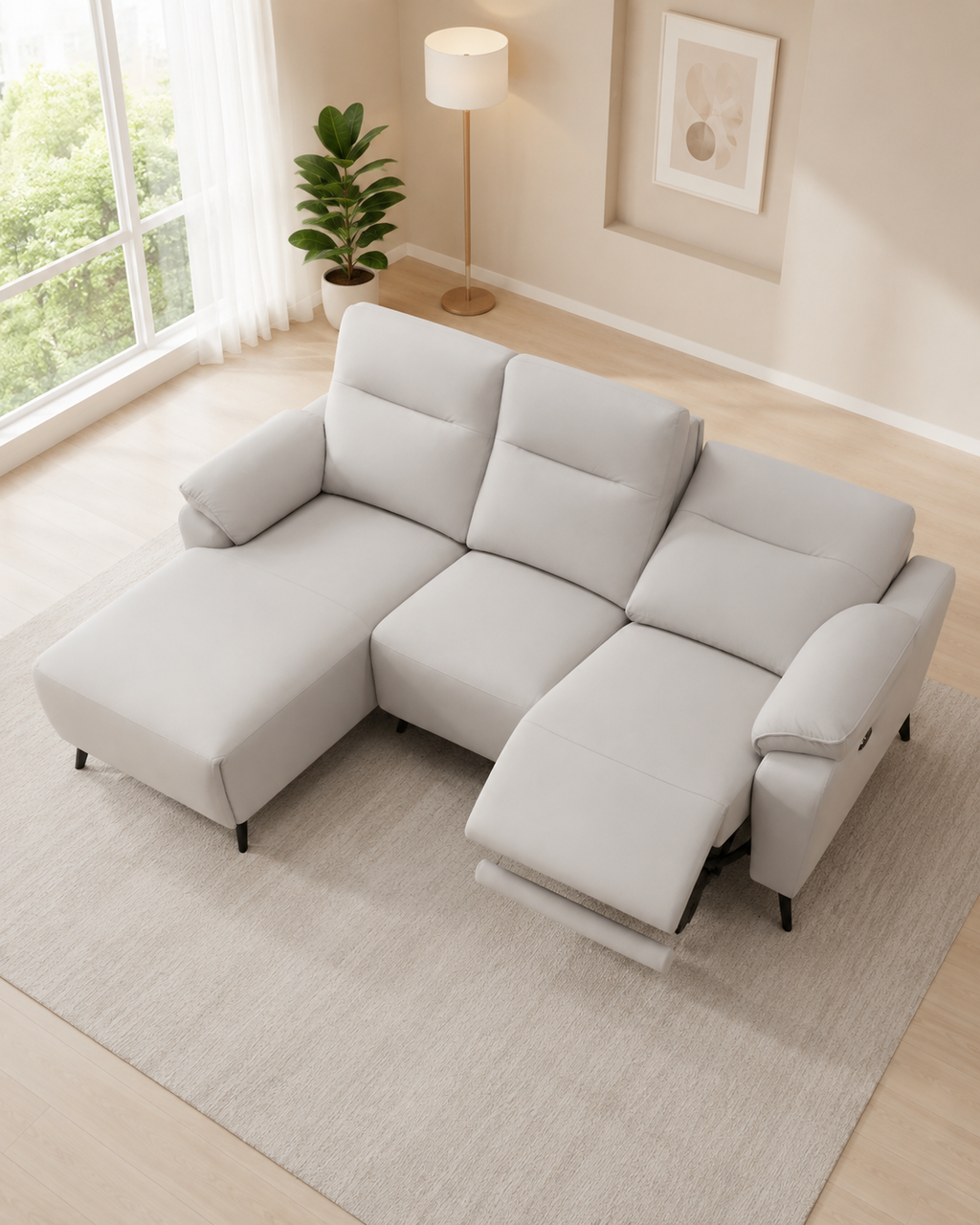 Eloise Fabric Recliner L-Shaped Sofa