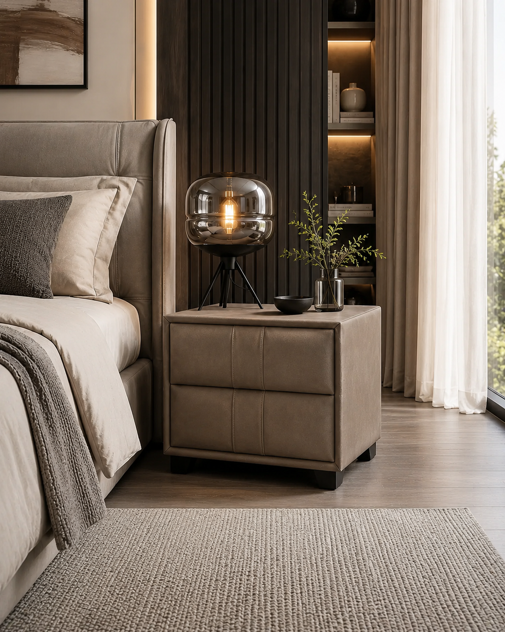 Selene Soft-Touch Bedside Table