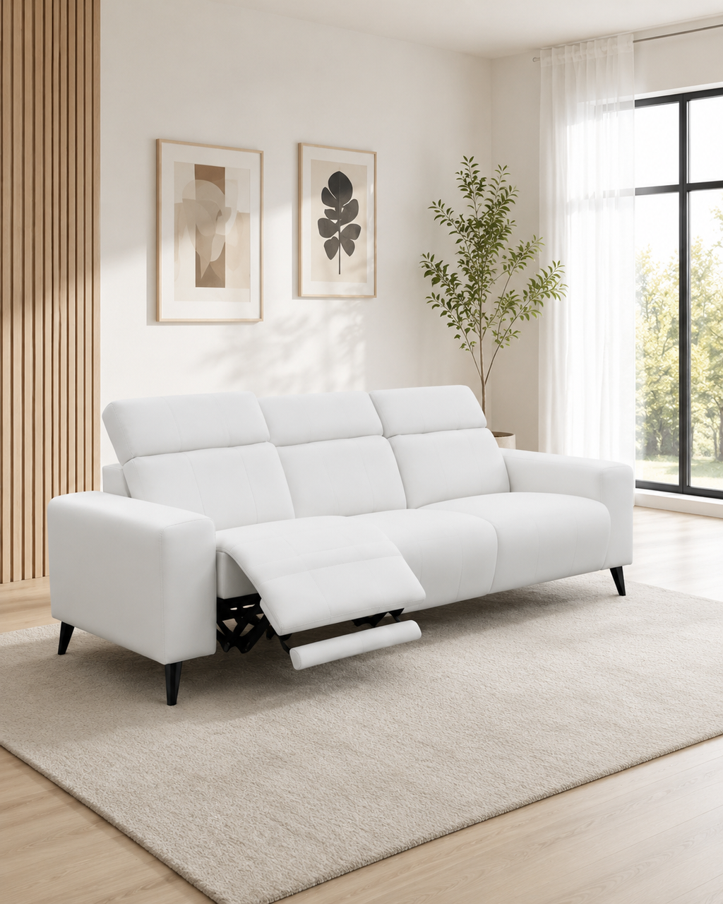 Casella Fabric Adjustable Headrest Recliner Sofa