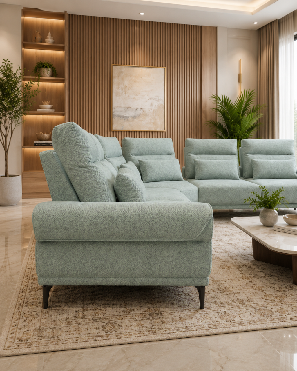 Lyra Fabric Adjustable Backrest Corner Sofa