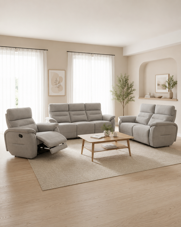 Elowen Fabric Adjustable Headrest Recliner Sofa