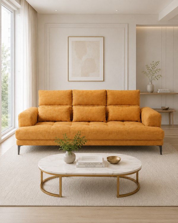 Citrine Fabric Adjustable Backrest Sofa
