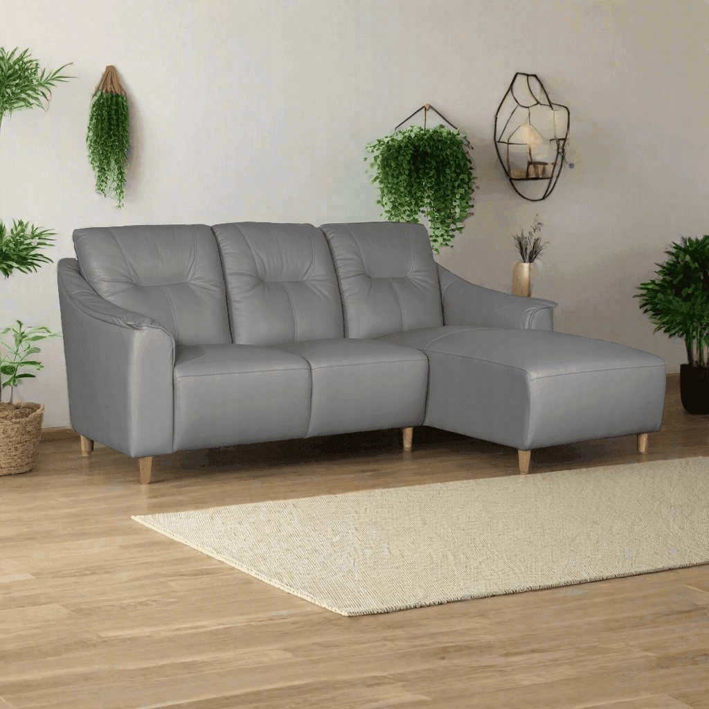 Alayna L-Shaped Genuine Leather Sofa