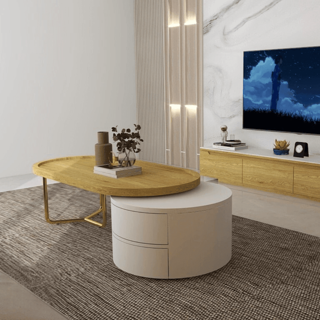 Megafurniture | Aubrey Wooden Coffee Table with Drawers | Coffee Table