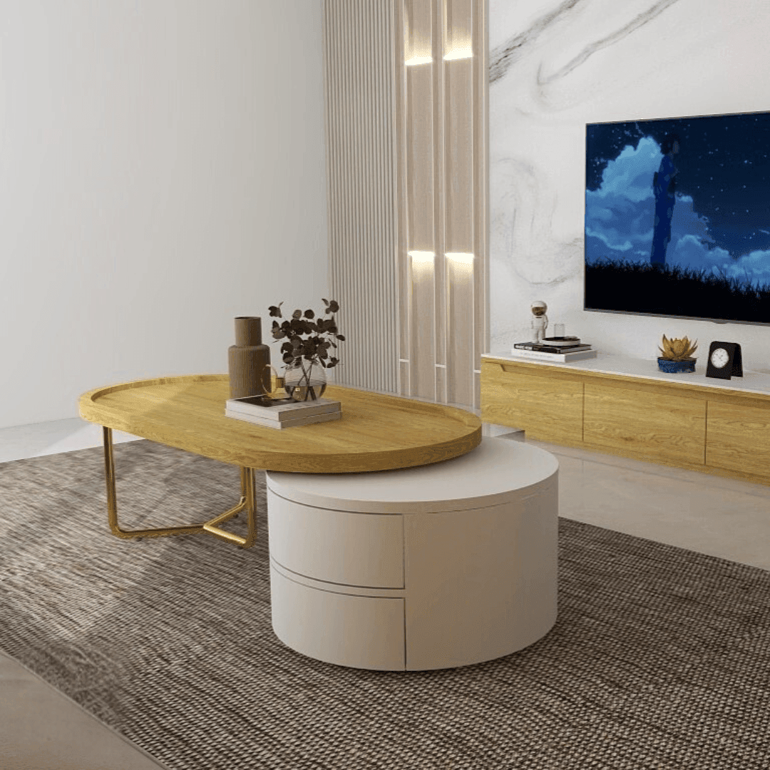 Megafurniture | Aubrey Wooden Coffee Table with Drawers | Coffee Table