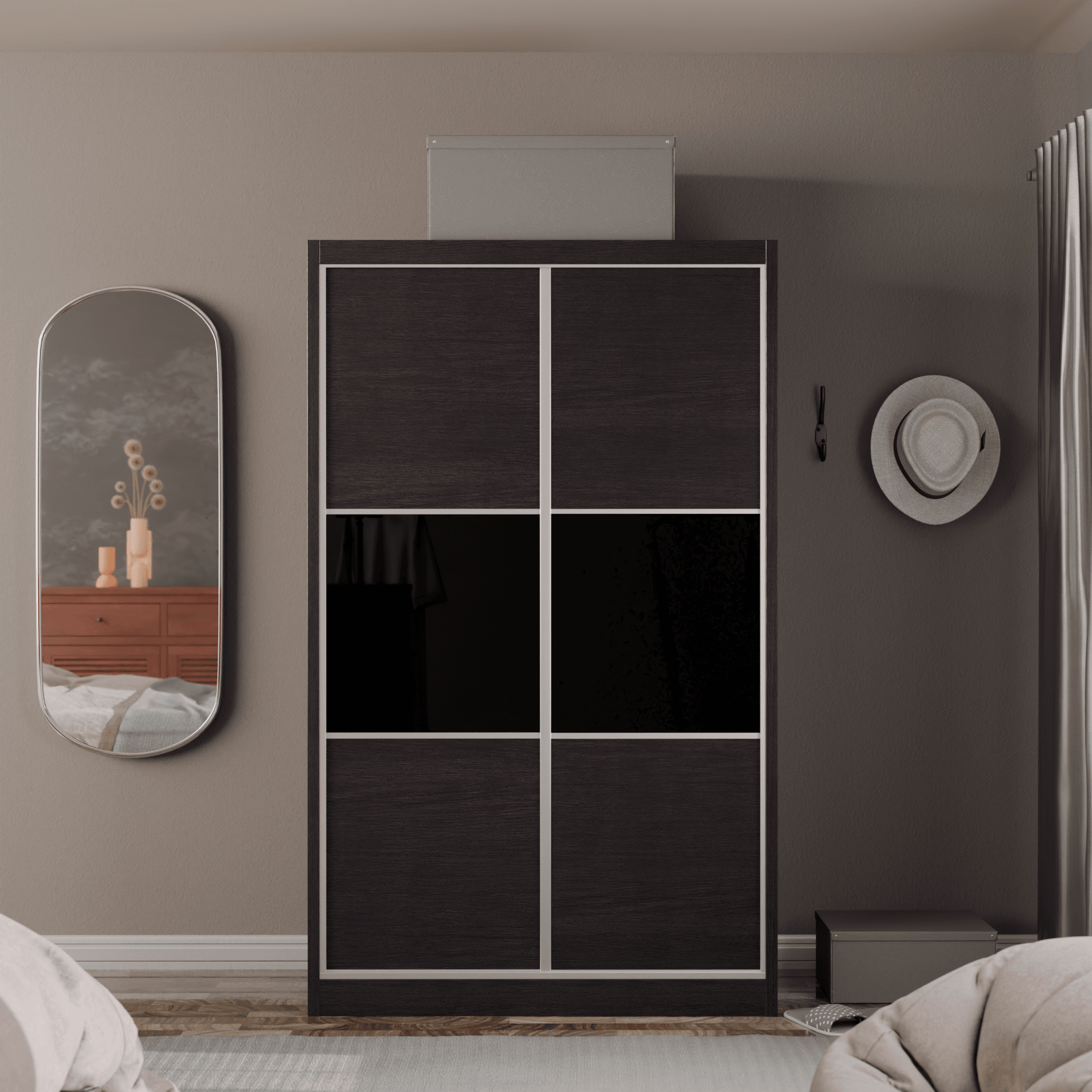 Audrey Modular Wardrobe (Black Glass)