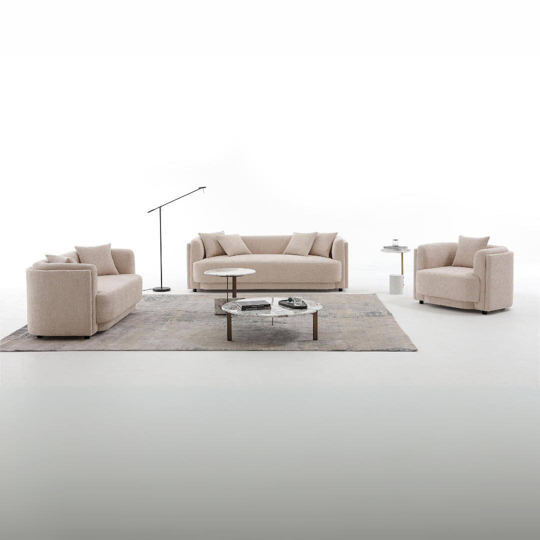 Grafern Fabric Sofa (Beige & Grey)