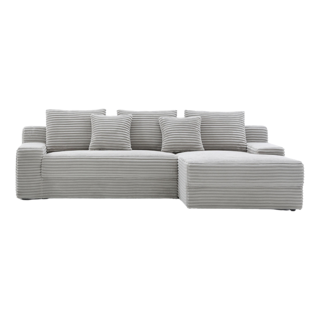 Pasico Corduroy Fabric L-Shaped Sofa