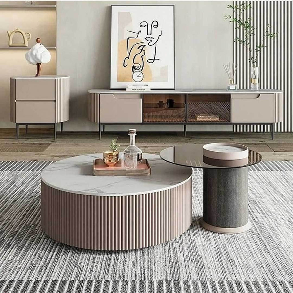 Megafurniture | Bellatrix Glossy Sintered Stone Nesting Coffee Table | Coffee Table