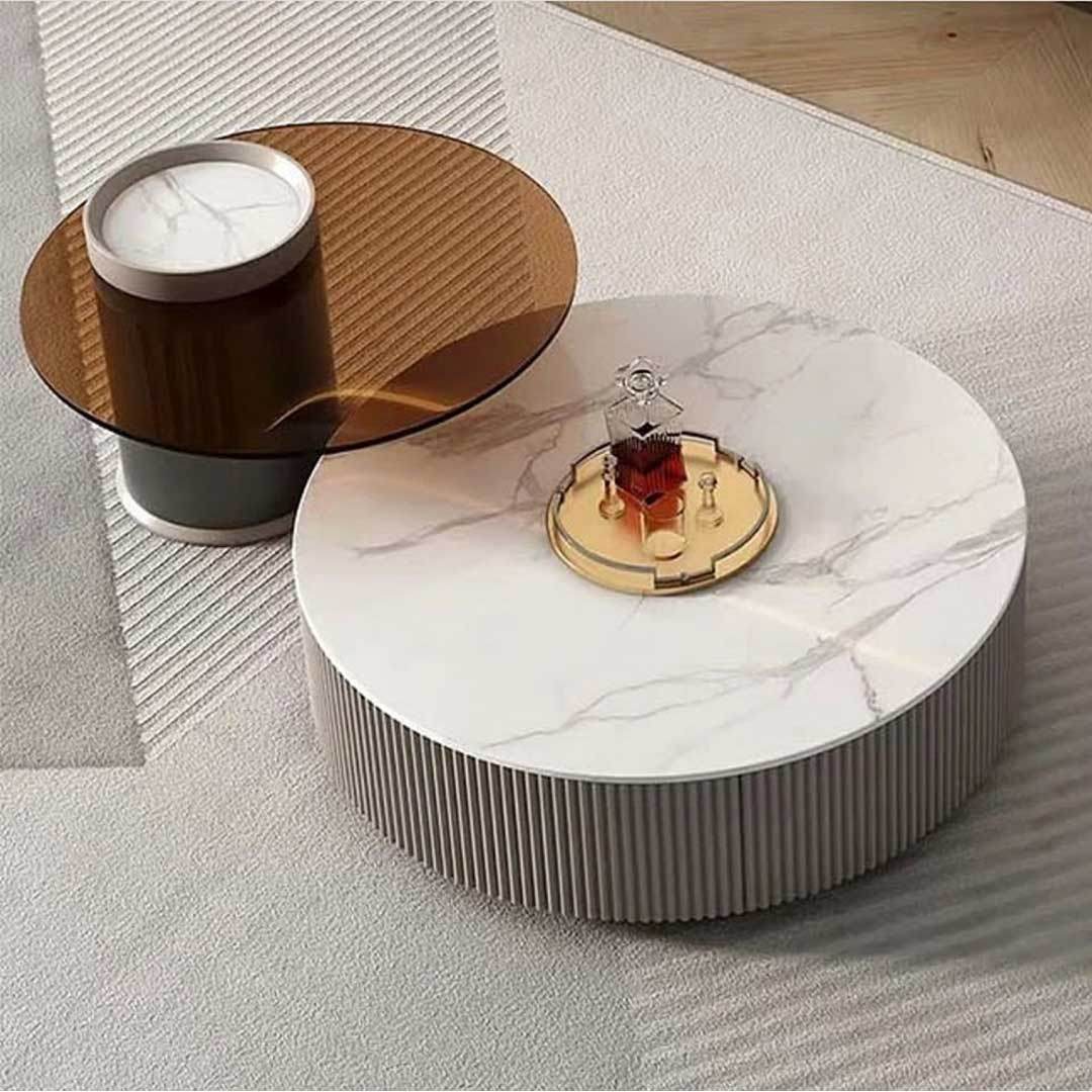Megafurniture | Bellatrix Glossy Sintered Stone Nesting Coffee Table | Coffee Table