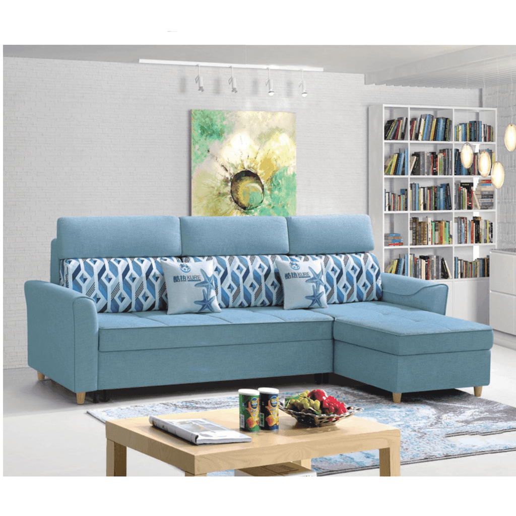 Bernice L-Shaped Fabric Storage Sofa Bed