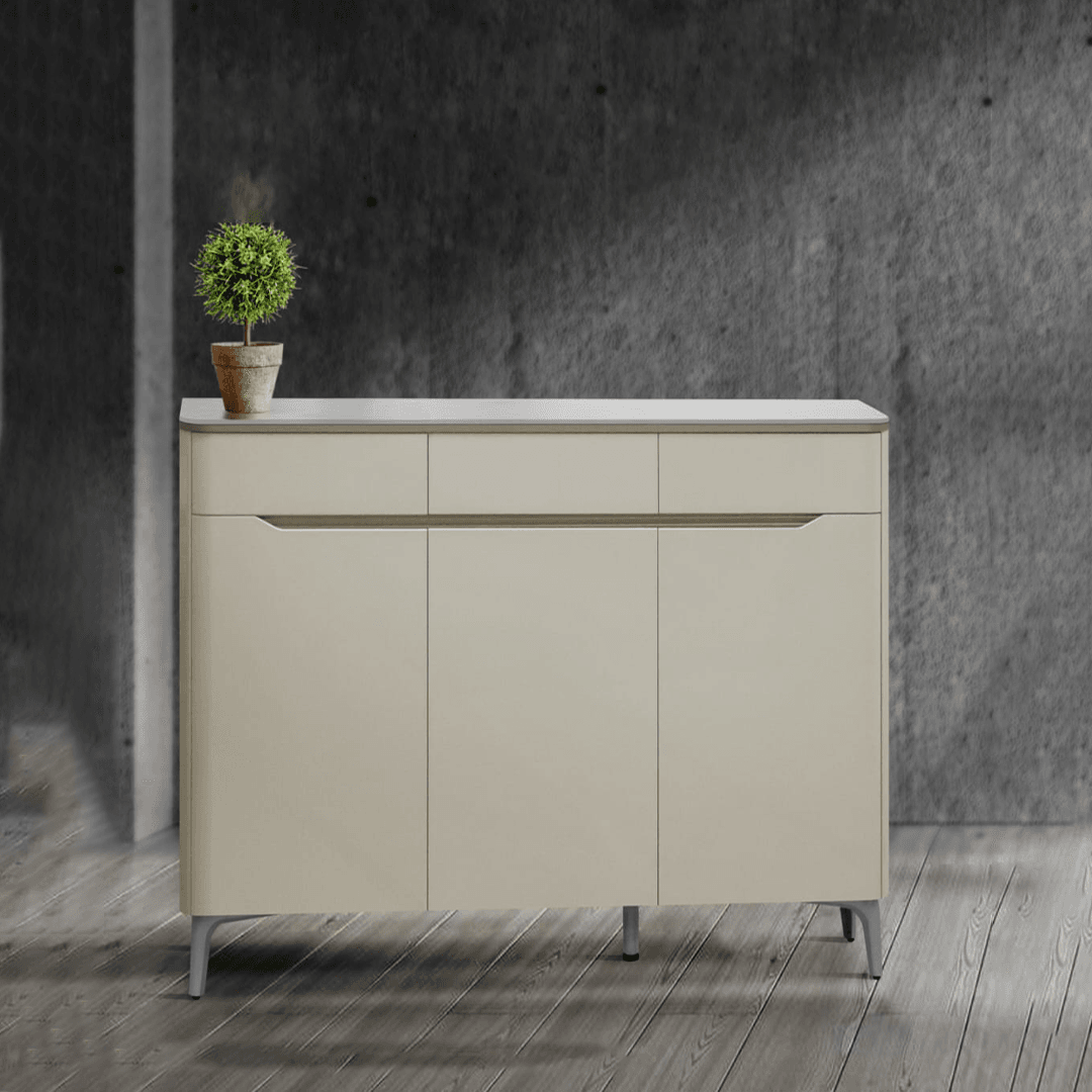 Megafurniture | Bix II 3 Door Shoe Cabinet with Tempered Glass Top (120cm) | Shoe Cabinet