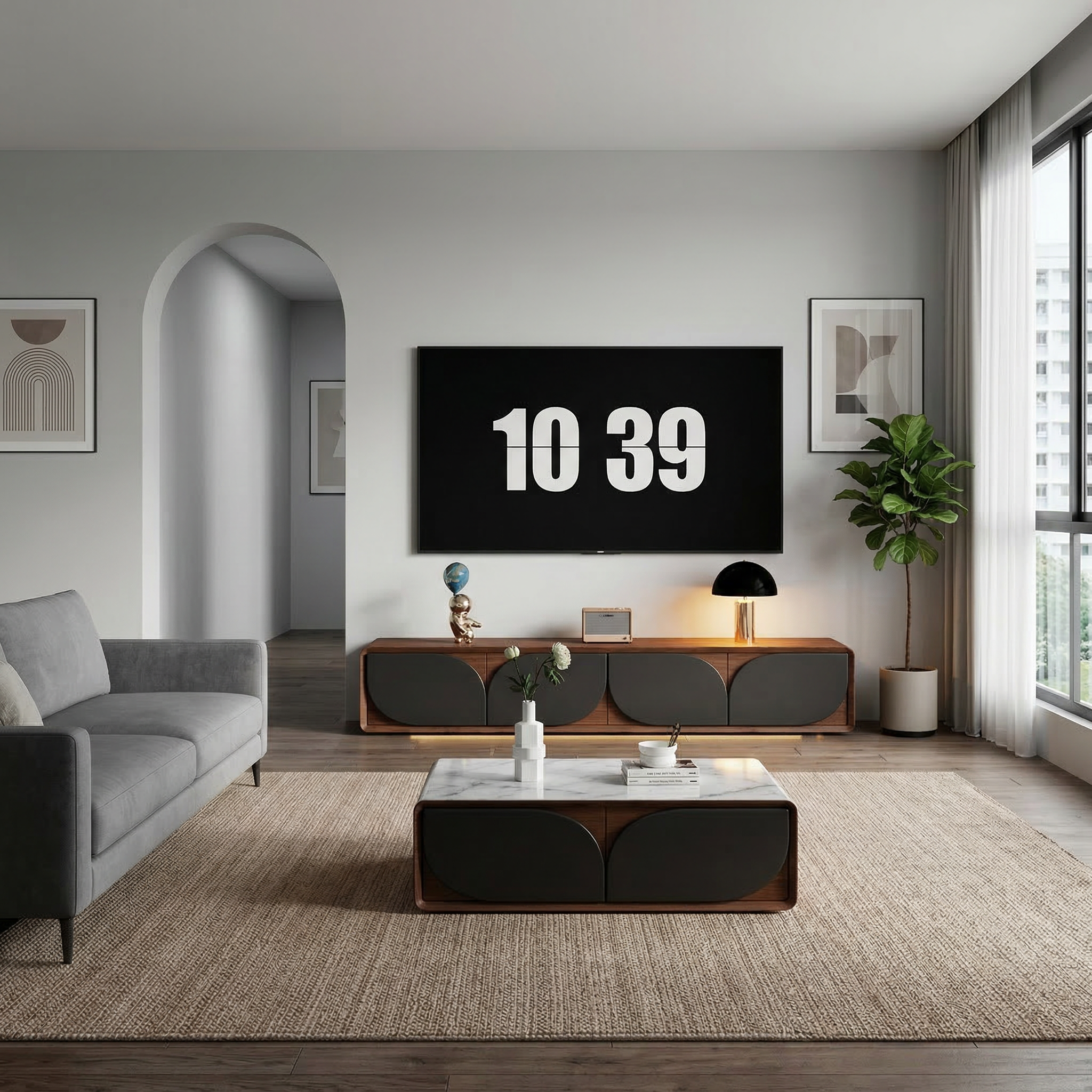 Alviro Lacquered Solid Wood TV Console (200cm)