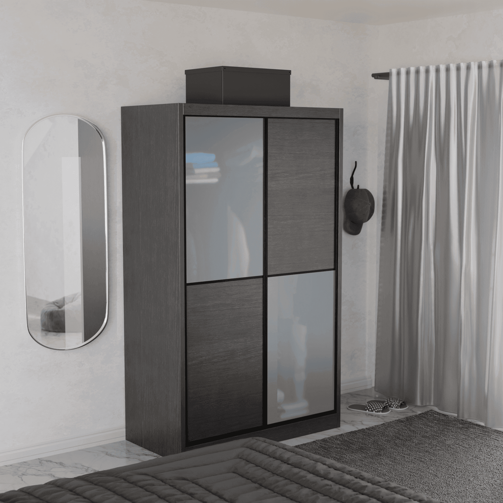 Megafurniture | Caroline Modular Wardrobe (Dark Oak with Frosted Glass) | Modular Wardrobe