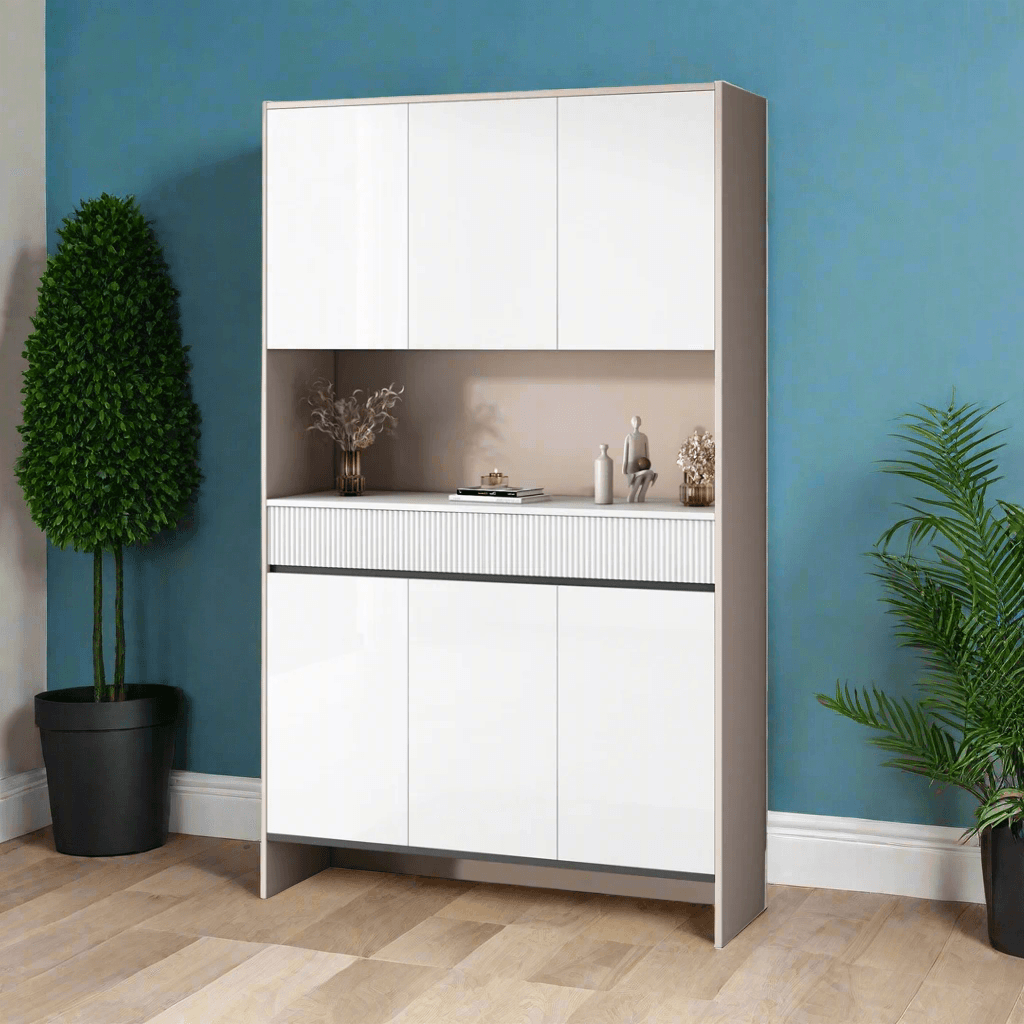 Megafurniture | Clarisse III Tall White Shoe Cabinet (119cm) | Shoe Cabinet