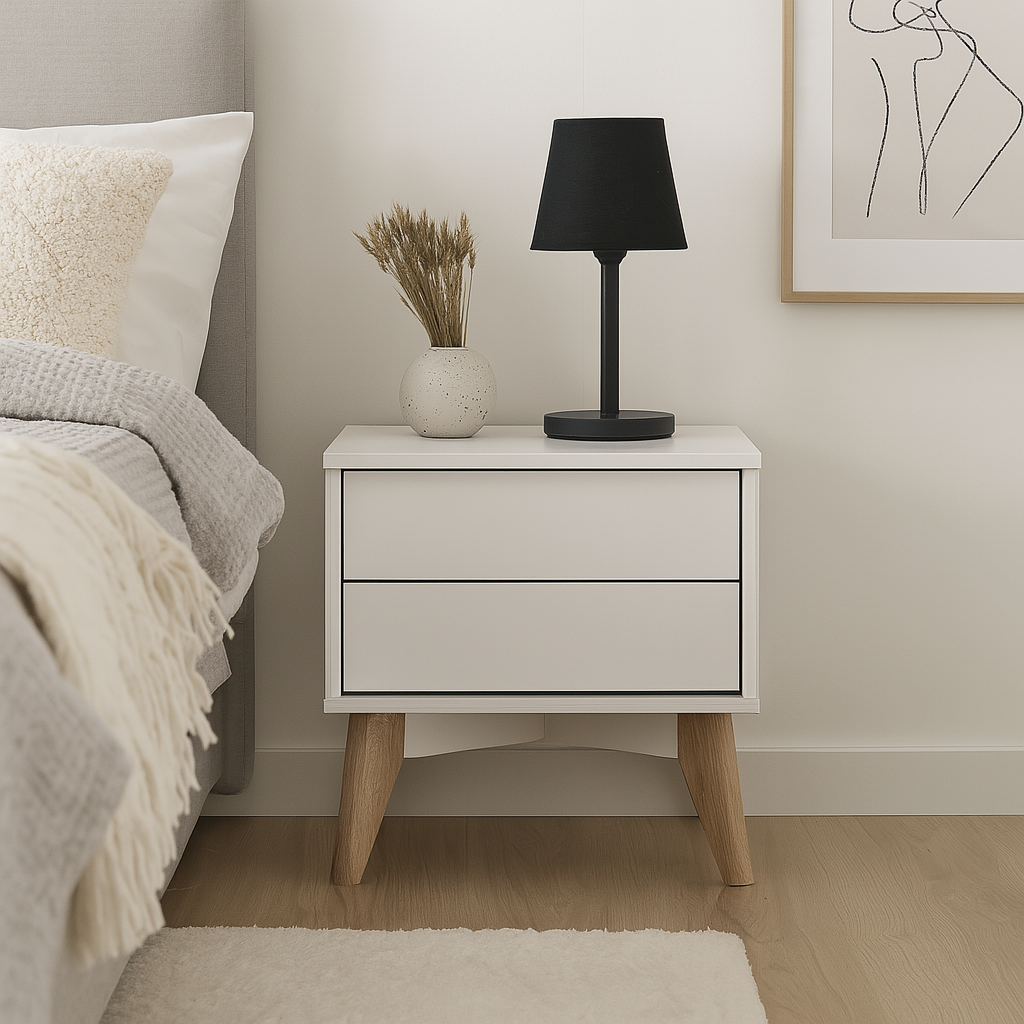 Xandra White Bedside Table